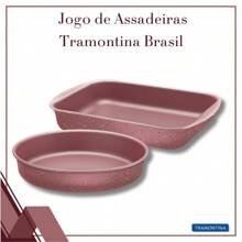 Jogo 2 Assadeiras Formas Para Bolo Alumínio Antiaderente Tramontina - Assadeira Funda