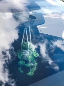 用这款可爱的钩针植物车镜装饰立即提升您的汽车风格 - 汽车爱好者的完美礼物！汽车后视镜装饰手工编织盆栽吊坠感恩节礼物、圣诞节礼物、圣诞节配件、圣诞节装饰汽车配件女士 - 綠色 - 查看 4