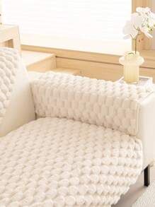 1 件厚毛绒沙发垫套，温暖秋冬四季防滑沙发套，防尘可洗沙发毯，家居装饰宠物友好型保护套，适用于卧室、办公室、客厅和 L 型沙发 1/2/3/4 座位 - 米色 - 查看 11