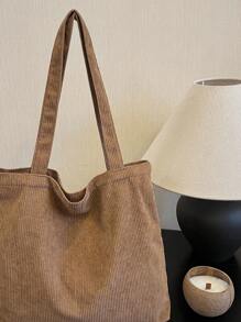 1 Miếng Giải trí Màu thuần Vải to sợi Đơn giản Nhẹ Gấp lại Vai & Tay Túi tote Đối với Hằng ngày & Mua sắm - màu nâu - Xem 5