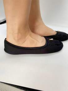 女式方便便攜拖鞋,安靜落地蛋殼設計,室內使用,軟底拖鞋,開車,開學、畢業季圖書館使用,平底鞋,旅行,早教日必備單品,附贈儲物袋一個 - 黑色 - 查看 8