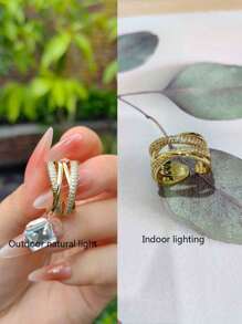 Rhinestone Decor Cuff Ring
