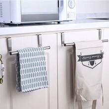 1個銀色不銹鋼毛巾架,毛巾掛,櫥櫃門布料收納隔層,適用於浴室廚房,北歐風格