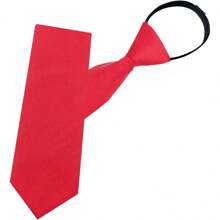 Pre-Tied Adjustable Zipper Neck Ties For Men 3.15' 'Men Necktie For Office Graduation School Uniforms.Red - Red - View 1