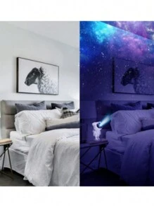 Projetor Luz Led Astronauta Galáxia Estrelas Nebulosa Iluminação Noturna Luminária Lâmpada Divertida Controle USB - Branco - Visão 4