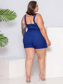 Plus Size Shorts - Navy Blue - View 3