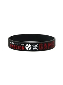 1pc/3pcs Baseball Gift Game Victory Anything Is Possible Rubber Silicone Bracelets Wristband - Black - View 5