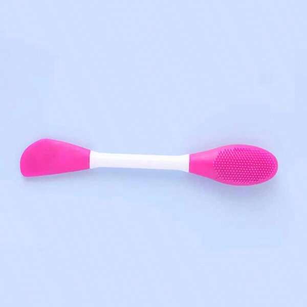 Doubleheaded Pink Silicone Facial Mask Brush For Face Cleansing