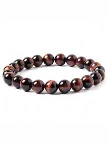 1pc Obsidian Bracelet Men And Women Couple Students Hand Jewelry Beads Tiger Eye Volcano Bracelet - Multicolor - View 3