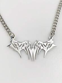 Aomogo 男士不銹鋼項鍊,朋克吊墜毛衣鏈,時尚 Y2k 女士珠寶 - 銀色 - 查看 4