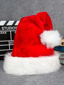 1件聖誕帽,厚實球和毛絨聖誕老人裝飾,適用於兒童派對裝扮 - 紅色 - 查看 2
