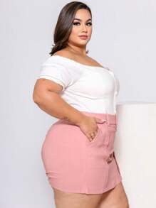 Plus Size Shorts - Dusty Pink - View 4