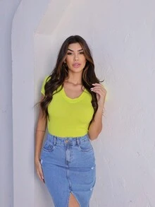 Women T-Shirts - Màu xanh chanh - Xem 2