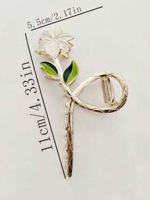 1 件多色锌合金花朵设计盘发饰，时尚百合发夹，适合日常使用，波西米亚风爪夹，发夹，发夹，发夹，接发夹，秋冬发饰，适合女士度假装扮 - 彩色 - 查看 4