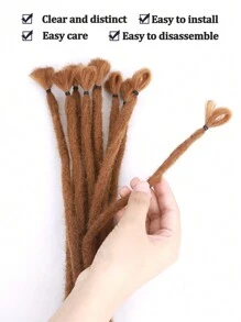 amir hair 22英寸合成發辮增卷,10股細巧可愛的巧克力棕色,手工製作雷鬼風格的鉤針頭髮,0.8厘米寬度的女性男性髮結增加 - 棕色 - 查看 5