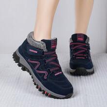 Womens Winter Snow Boots Warm Fur Lined Anti-Slip Ankle Booties Outdoor Walking Shoes Non-Slip Trekking Shoes - Màu xanh lam - Xem 7