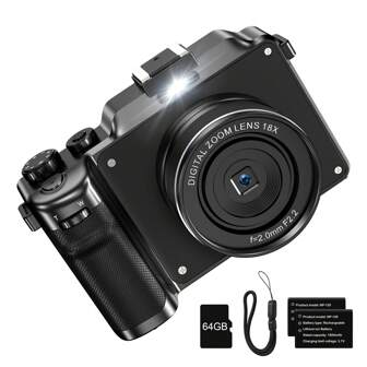  KOMERY 4K Digital Camera For Photography,48MP Vlogging Camera,Multi-Filters Point And Shoot Camera,WiFi Travel Camera With Auto Focus,18X Zoom,64G TF Cards,2 Batteries For Beginners