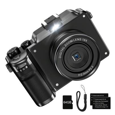  KOMERY 4K Digital Camera For Photography,48MP Vlogging Camera,Multi-Filters Point And Shoot Camera,WiFi Travel Camera With Auto Focus,18X Zoom,64G TF Cards,2 Batteries For Beginners