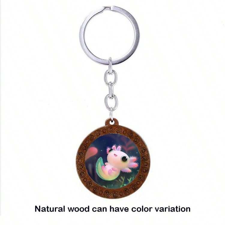 Acocil Salamandra Patrón S Llavero Con Piedra Preciosa Y Cuerda De Cera De Madera, Llavero De Madera Con Piedra Preciosa Halloween Navidad - Café integral - Añade 2