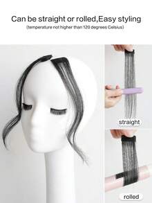 仿真毛前側長瀏海假鬍子剪片式接髮配件,女性髮型延長 - 黑色 - 查看 4