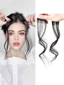 仿真毛前側長瀏海假鬍子剪片式接髮配件,女性髮型延長 - 黑色 - 查看 1