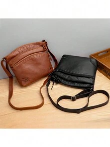 1個棕色女士手提包,柔軟皮革手提袋,肩袋,斜挎袋