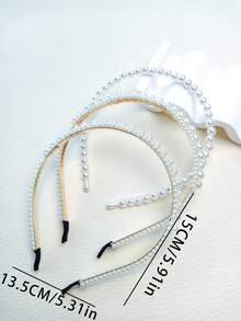 3入組女式珍珠髮箍約會日常清新簡約