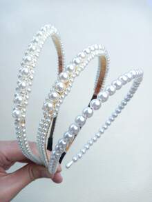 3入組女式珍珠髮箍約會日常清新簡約