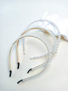 3入組女式珍珠髮箍約會日常清新簡約