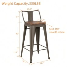 Andeworld Swivel Bar Stools Set Of 4 Industrial Counter Height Bar Stools Modern Metal Bar Chairs With Wood Seat - rust - View 6