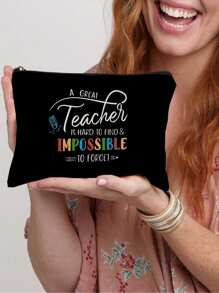 Teacher Change The World Print Cosmetics Bag Travel Pouch Bag Toiletry Bag Gift For Teacher Travel Bag Toiletry Bag Travel Essentials Gift For Teachers Lightweight Square Storage Bag Suitable For Back-To-School Supplies Cosmetics Storage Bag Can Store Stationery Keys Sanitary Napkins Etc. Used For Back-To-School Business Trips Personal Travel Dormitories And Gifts For Family And Parents On And Teacher's Day Makeup Bag Make Up Organizer Makeup Storage Cosmetic Bag Wash Bag Makeup Bags Makeup Pouch Make Up Pouch - Black - View 1