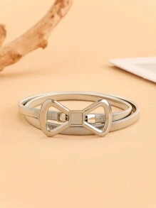 Metallic Hollow Out Bowknot Decor Women's Spring Waist Chain With Elastic Band - Silver - View 1
