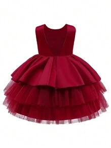 Trang phục dự tiệc Bé gái - Màu Đỏ Sâu - Xem 2