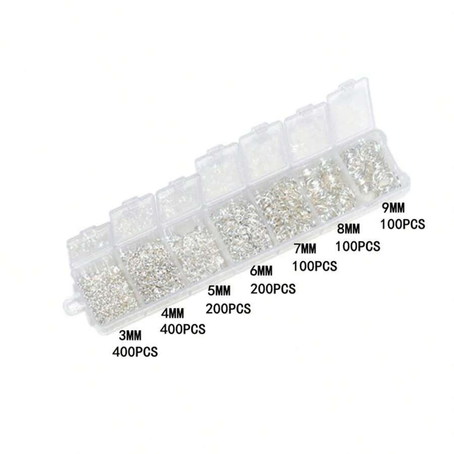 1500PCS Silver Golden Plated Jump Rings With Box Making Jewelry Findings - Silver - View 1