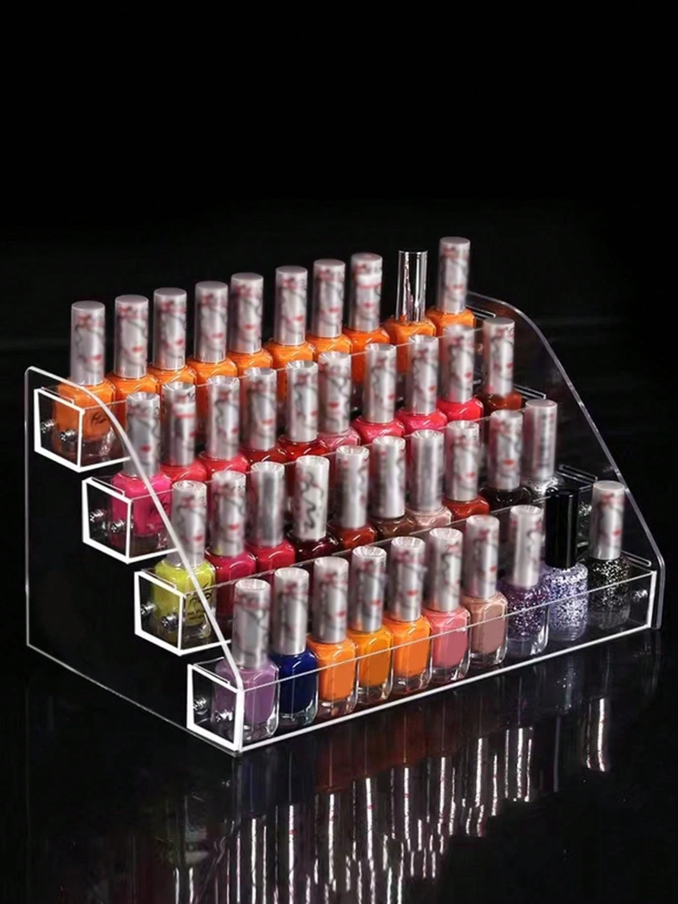 1pc 4 Tier Clear Plastic Cosmetic Storage Rack, Makeup Display Stand