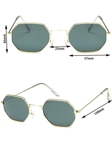 1 件装小方框复古街头时尚眼镜，带金属腿 - 綠色 - 查看 2