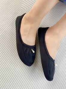 女式方便便攜拖鞋,安靜落地蛋殼設計,室內使用,軟底拖鞋,開車,開學、畢業季圖書館使用,平底鞋,旅行,早教日必備單品,附贈儲物袋一個 - 黑色 - 查看 7