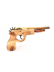 1把木製雙管彈弓槍,附有木製握把,短筒玩具 - 彩色 - 查看 3