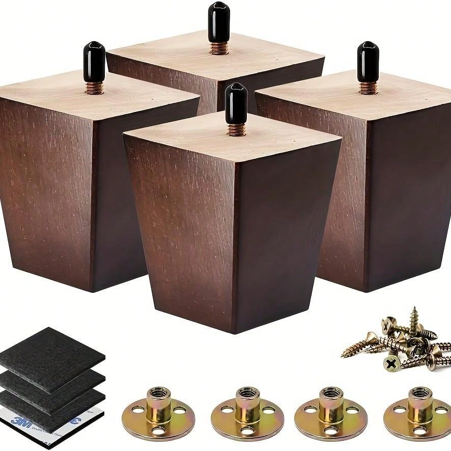 4-pack Wooden Furniture Legs 3 Inches 4 Inches 5 Inches 6 Inches Sofa ...