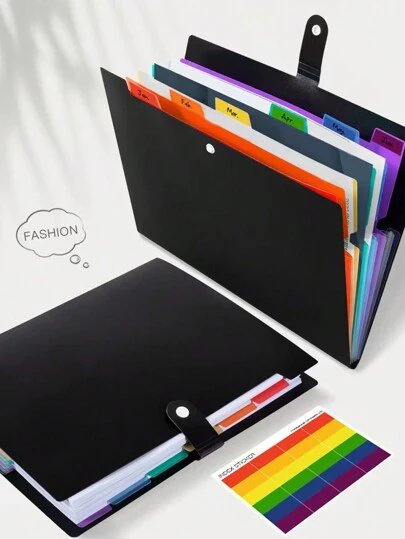 带多个隔层的 A4 文件折叠文件夹；7 色分隔文件夹；学生试卷整理器；文件存储拉链袋；纽扣封口文件夹，返校，学校用品