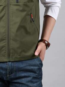 Chaleco Cargo Multibolsillos Para Hombre Para Pescar Al Aire Libre - Verde militar - Ver 5