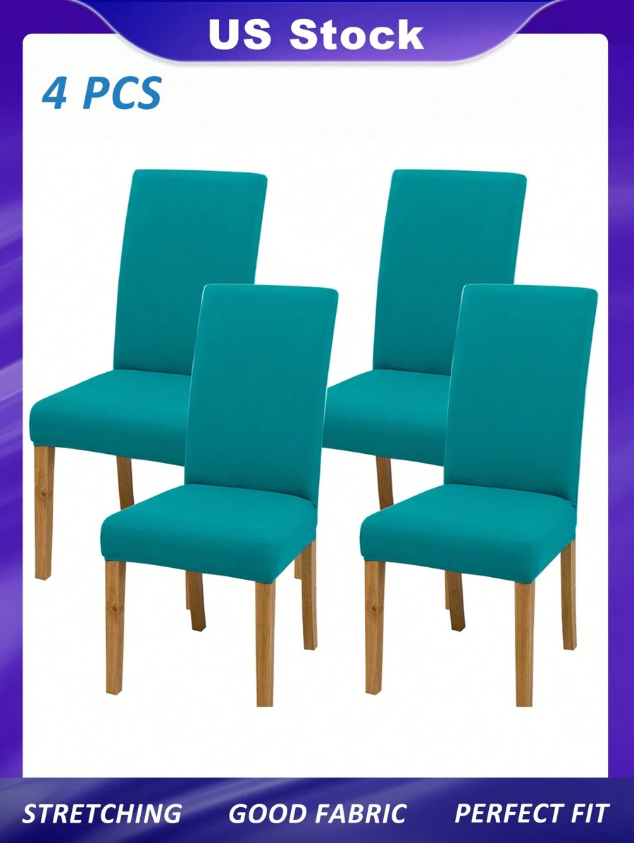 4Pcs Dining Chair Slipcovers Stretch Chair Covers Chair Seat Covers Removable Washable Chair Protectors For Dining Room - Màu xanh ngọc - Xem 1