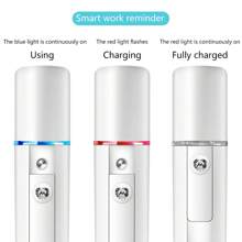 Vaporizador de niebla recargable de 450 mAh, humidificador portátil de mano, dispositivo de belleza humectante, mini humidificador - Blanco - Ver 10