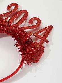 Party Style Red Glitter 2024 Gala Flower New Year Headband Halloween