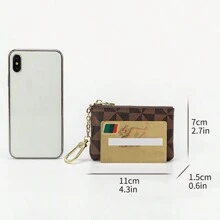 Fashion Coin Purse, Versatile Zipper Faux Leather Storage Bag For Credit Card & Lipstick - Coffee Brown - View 5