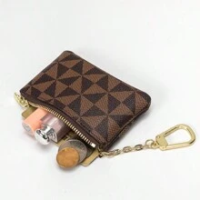 Fashion Coin Purse, Versatile Zipper Faux Leather Storage Bag For Credit Card & Lipstick - Coffee Brown - View 2