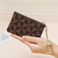 Fashion Coin Purse, Versatile Zipper Faux Leather Storage Bag For Credit Card & Lipstick - Coffee Brown - View 1
