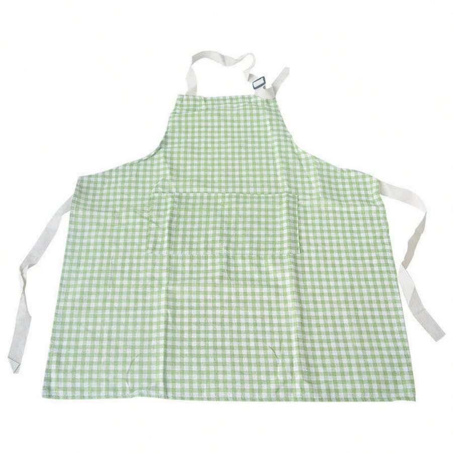 A Green Plaid Apron - Green - View 1