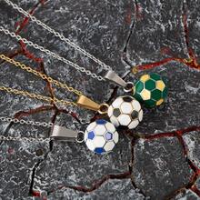 1件不銹鋼雙色足球形鈦吊墜,中性款式適合日常街頭風格,時尚簡約飾品 - 綠色 - 查看 9