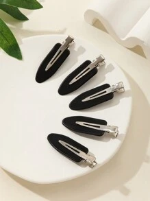 10入組黑白色實心鱷魚夾,不握痕不彎曲發夾扁平鴨嘴夾適用於髮型造型 - 彩色 - 查看 9